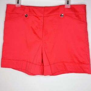 WHBM Dark Pink Mock 4 Pocket Cuffed Shorts Size 10